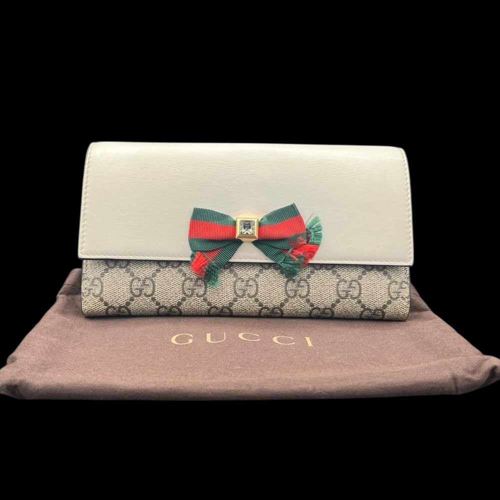 Gucci Sherry Line Coated Canvas Continental Wallet -EUC